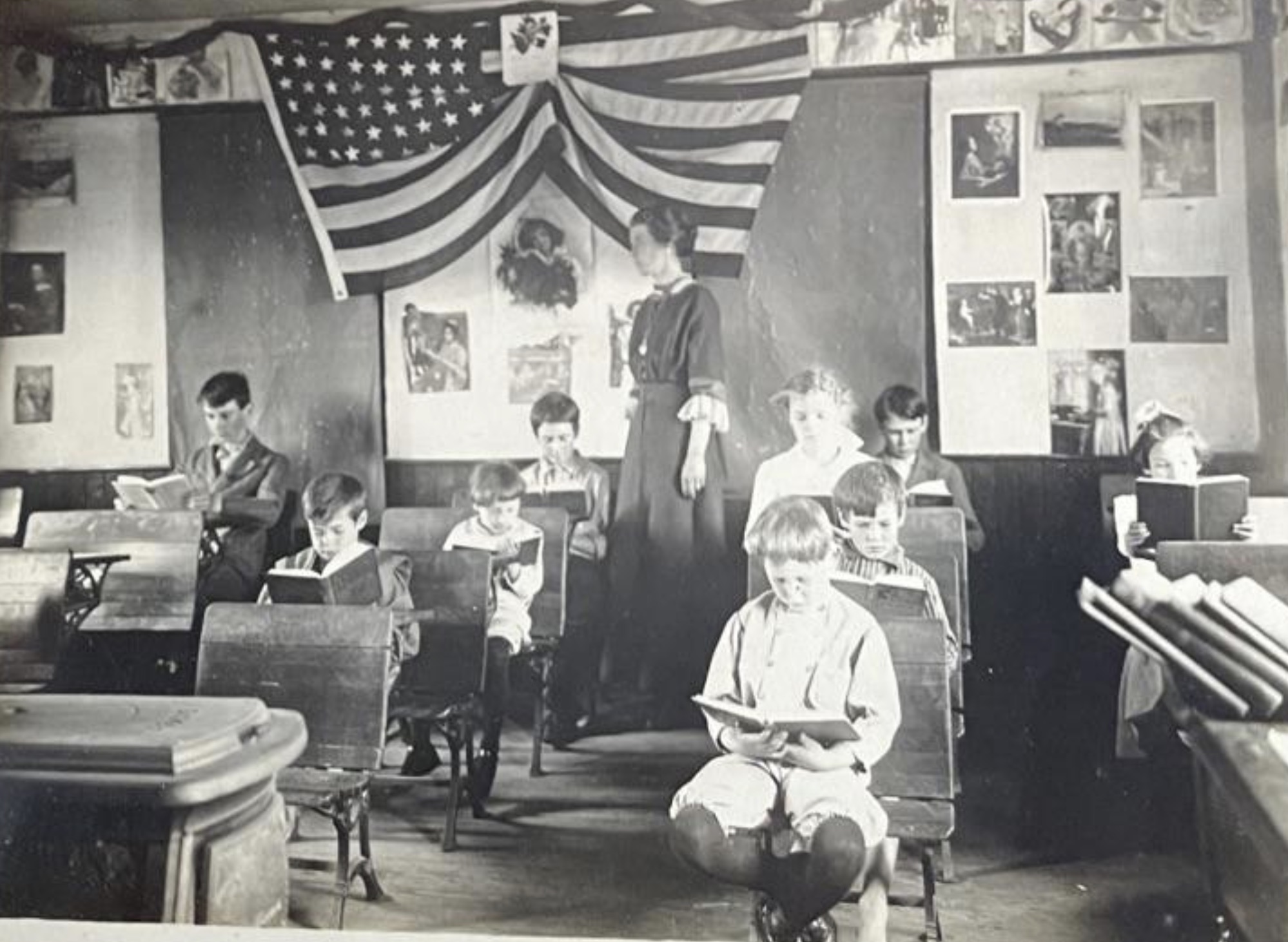 One room schoolhouse with school Marm! Early 1900s. 